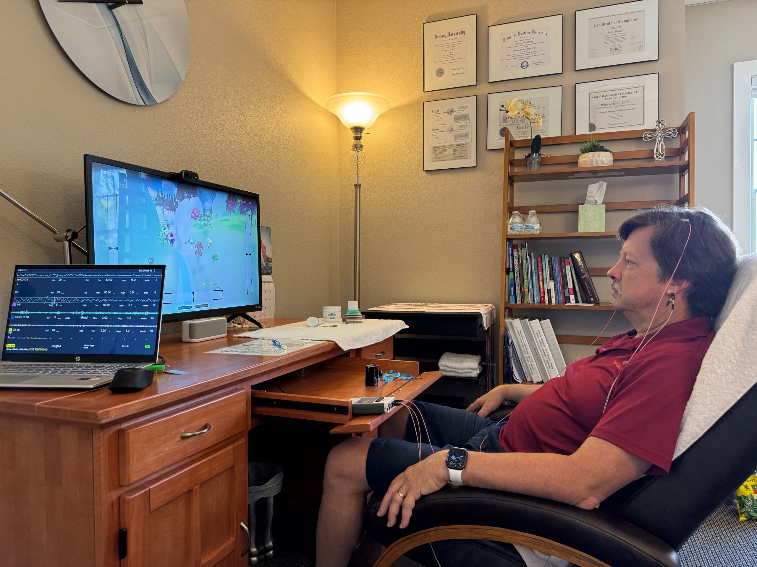 Person undergoing Neurofeedback at EBCC Danville